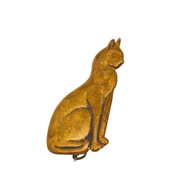 Vintage Brass Cat Brooch Pin - Picture 4 of 7